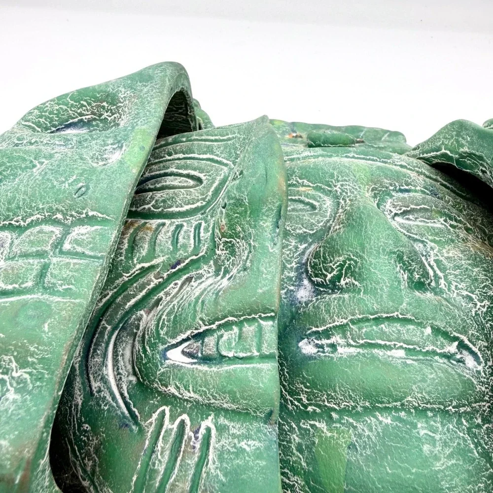 Vintage Mesoamerican Triple‎ Death Mask Three Ages of Man Wall Art Green